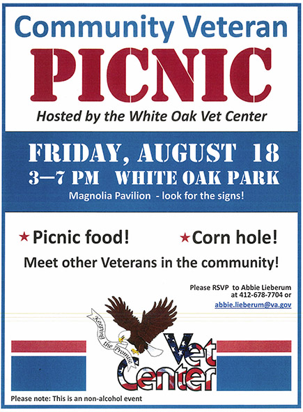 Community Veteran Picnic, Friday August 18