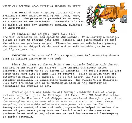White Oak Borough Wood Chipping Program